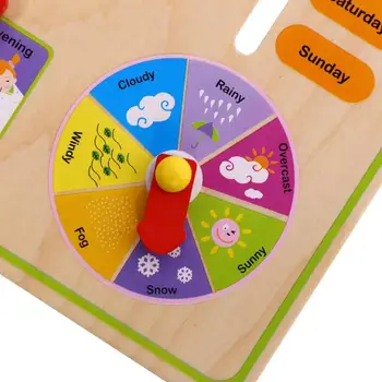 Multifunctional Desene Animate Ceas Din Lemn Jucărie Cognitive Calendar Sezonul Data Copii Jucărie Educațională Timpurie De Învățare Puzzle Jucarii