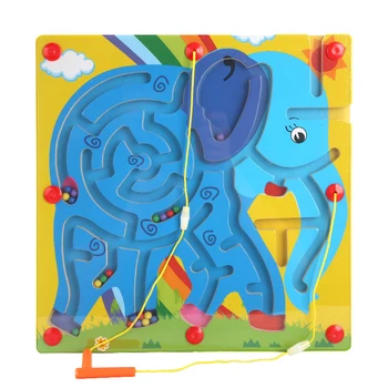 Mare Animal De Dimensiuni Cub Puzzle Labirint Joc Jucărie Din Lemn Magic Jocuri Magnet Pentru Copii Adult Puzzle Cub De Educație Echilibrul Magnetic Labirint