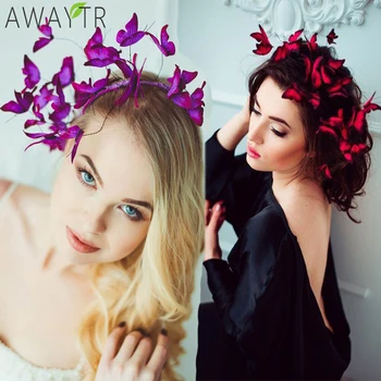 AWAYTR DIY Fluture Coroane Hendband de Simulare de Fată Bentițe de Păr de Moda Hoop Doamnelor Headpieces pentru Femei Accesorii de Par