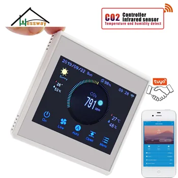 HESSWAY TUYA APP Wifi Tactil Color de CO2 de Reglementare pentru 3 al Releului Ventilatorului de Turație de Ieșire