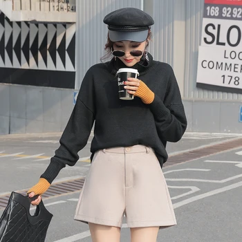 Femei de Înaltă Talie pantaloni Scurți de Lână Stil coreean Plus Dimensiune 3XL Liber de Moda Elegant de Birou de Cald Îngroșa Nou Toamna Largi Picior Uza