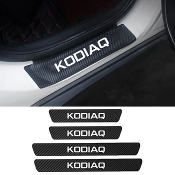 4buc Piele PU Fibre de Carbon Mașină Pragului de Ușă Protector Autocolant Pentru Skoda Kodiaq 2017 2018 2019 2020 Anti Scratch Capac Accesorii