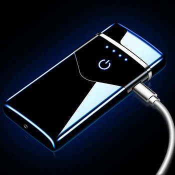 2020 Moda Dual-Arc de Plasmă Electronice Bricheta Smart Touch USB Bricheta Reîncărcabile LED de Afișare a Bateriei Windproof Pentru Bărbați Cadouri