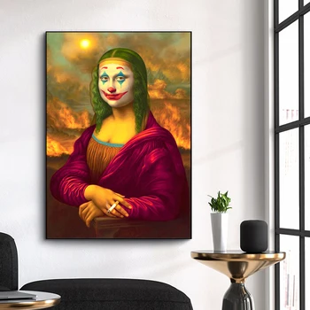 Amuzant Nefumători Mona Lisa Dress up Joker Pictură în Ulei Printuri pe Canvas Postere de Arta de Perete de Imagine pentru Camera de zi Decor Acasă Cadou