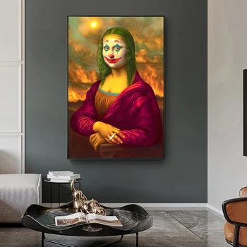 Amuzant Nefumători Mona Lisa Dress up Joker Pictură în Ulei Printuri pe Canvas Postere de Arta de Perete de Imagine pentru Camera de zi Decor Acasă Cadou