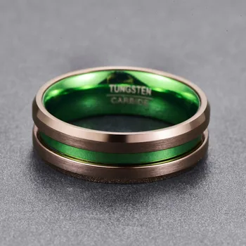 Inel barbati galvanizare maro verde mijlocul groove oțel de tungsten inel de Logodna Bijuterii Accesorii