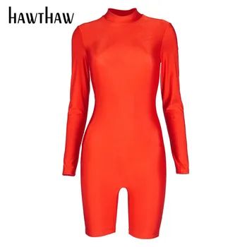 Hawtahw Femei Toamna Iarna Cu Maneca Lunga Monofazate Culoare Bodycon Romper Salopeta Romper Global Pentru 2020 În Haine De Sex Feminin Streetwear