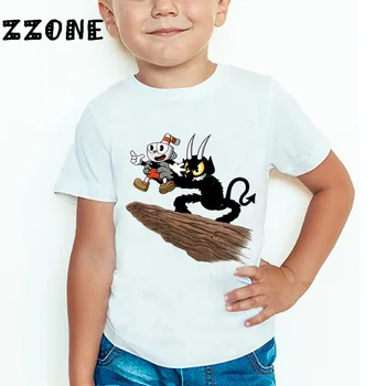 Copiii Cuphead de Imprimare de Desene animate Amuzant tricou Baieti si Fete Confortabil Maneci Scurte Topuri Copii Haine Casual