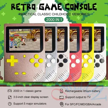 2000 In 1 Retro gmae Handheld Consola de jocuri Color LCD Color Copii Joc de Jucător SUP Built-in 5 Mari Simulator Pentru GBA Arcade FC
