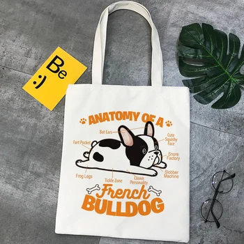 Bulldog francez de cumpărături tote sac de bolso iută sac reutilizabil reciclare sac bolsas de tela sac boodschappentas iută personalizate