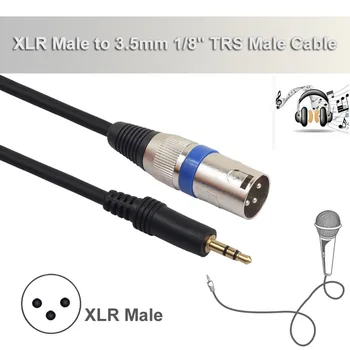 3m 3.5 mm AUX Mascul la 3 Pin XLR de sex Masculin Microfon Cablu Convertor Audio, Cabluri de Adaptor Cablu de Sârmă OD 4mm Placat cu Aur Conector Linie