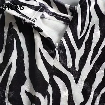 Aproms Epocă Zebra Print Moale De Catifea Fusta Femei Sexy Side Split Talie Înaltă Scurte Fuste Mini De Sex Feminin Spate Cu Fermoar Fundul 2020