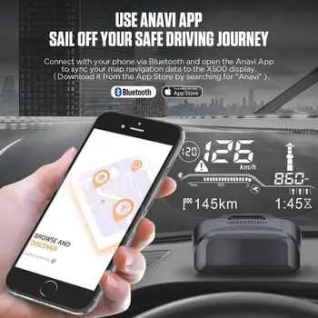 AUTOOL X500 OBD2 Scanner HUD & Car Bluetooth Navigatie GPS cu Display Head-Up Parbriz Viteza Proiector Temperatura Apei Depășirea vitezei RPM