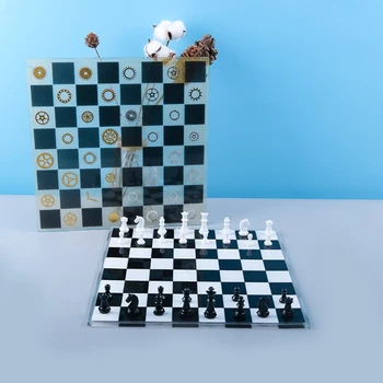 1 Set Tabla de Sah Cristal Rășină Epoxidică Mucegai Șah+Tablă de șah Silicon Mucegai Meserii DIY Instrument de Luare