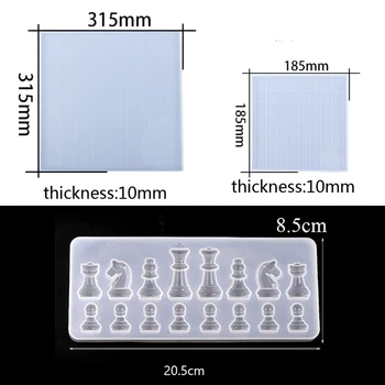 1 Set Tabla de Sah Cristal Rășină Epoxidică Mucegai Șah+Tablă de șah Silicon Mucegai Meserii DIY Instrument de Luare