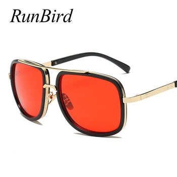 RunBird Pătrat ochelari de Soare pentru Femei Brand de Lux de Designer Cadru Metalic de Aur Oculos de Înaltă Calitate, Maro Ochelari de Soare Pentru Barbati 1230R