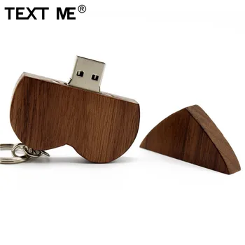 TEXTUL MI Arțar lemn de Nuc, lemn de DRAGOSTE inima model de LOGO-ul de 64GB Flash Drive 4GB 8GB 16GB 32GB Pendrive USB 2.0 stick Usb de cel mai bun cadou