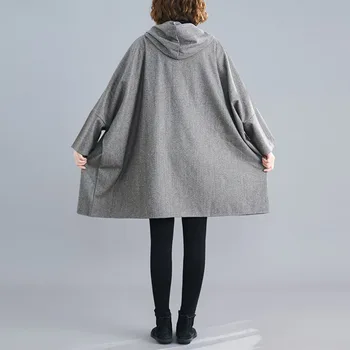 2019 Moda de Iarnă Jachete cu Gluga Femei Plus Dimensiune Batwing cu Fermoar din Bumbac Paltoane Supradimensionate de sex Feminin Cardigan Lung Îmbrăcăminte Paltoane 5XL