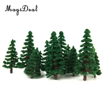16Pcs Model de Copaci de cale Ferată de cale Ferată Pădure Strada Diorama Peisaj Layout Verde Pin HO OO N Scara