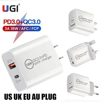 UGI 18W 3A PD Tip C QC3.0 USB Rapid Incarcator Telefon Mobil NE-a UNIT UE UA Adaptor Pentru iPhone 12 Samsung Oneplus HTC Xiaomi USB C