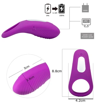Vibrator Cock Ring, Control de la Distanță Inel Penis Vibrator rezistent la apa baterie Reîncărcabilă Puternică Vibrație Jucărie Sexuală pentru bărbați și Cupluri