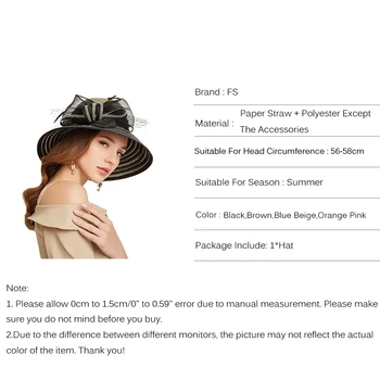 FS 2020 Vara Pălării de Paie Pentru Femei Elegante Portocaliu Roz Margine Largă Kentucky Derby Doamnelor Pălărie Floppy Plajă Capac Cu Vizor