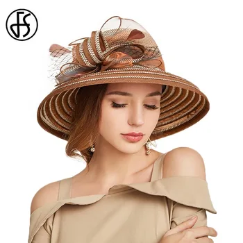 FS 2020 Vara Pălării de Paie Pentru Femei Elegante Portocaliu Roz Margine Largă Kentucky Derby Doamnelor Pălărie Floppy Plajă Capac Cu Vizor