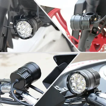 FADUIES Pereche 60W Motociclete Biciclete LED proiectoare Ceata Auxiliar de conducere Lampa de Motociclete de Înaltă Luminozitate 6000K Alb +Switch
