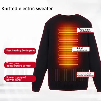 2020 Iarna Noi Inteligente 3 Încălzire Cald Tricotate Pulover de vârstă Mijlocie Și Bătrâni din Fibra de Carbon Electrice Incalzite Termic Pânză