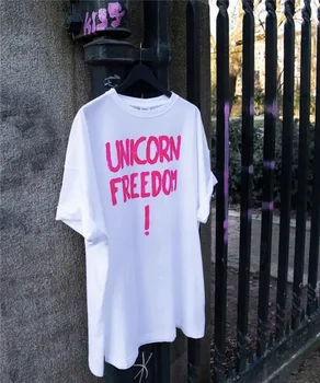2020ss Supradimensionate Unicorn Libertatea Vetements tricouri Femei Bărbați 1:1 cea Mai buna Calitate de Top teuri Mens Stil de Vara Vetements tricou