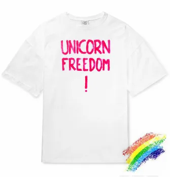 2020ss Supradimensionate Unicorn Libertatea Vetements tricouri Femei Bărbați 1:1 cea Mai buna Calitate de Top teuri Mens Stil de Vara Vetements tricou