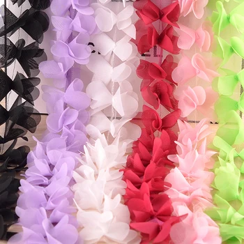 10 Curte/Lot DIY Dantelă Asieta Dantelă Tesatura Multicolor Petale Șifon Flori 3D, Pantofi, Pălării Rochie de Mireasa Haine Accesorii