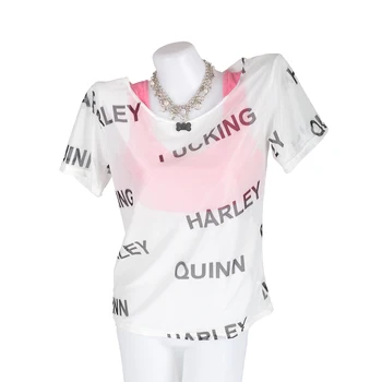 Harley Quinn T-Shirt Păsări De Pradă Cosplay Femei Tricou Costum De Suicide Squad Sexy T-Shirt Alb, Vesta Petrecere De Halloween Prop