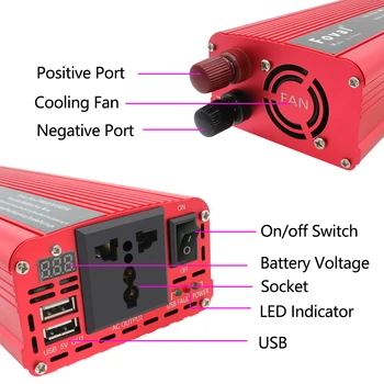 Invertor de Putere masina de LED Dual USB 4000w 5000w 6000W Vârf DC 12V la 220V AC Încărcător Portabil Convertor Adaptor de Undă Sinusoidală Modificată