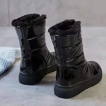 Culoare fermoar alb pentru Femei Cizme de Zăpadă 2019 noua moda iarna zapada ghete pantofi platforma încălțăminte femei la jumătatea vițel cizme solide U11-10