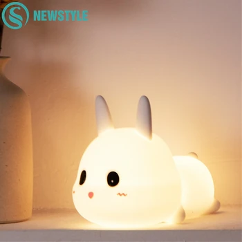 Iepuras din Silicon Lumina de Noapte Iepure Lampa Led USB de Încărcare de Desene animate de Animale Estompat Lampă Pentru Copii, Copii, Copil Gif Cameră Decor
