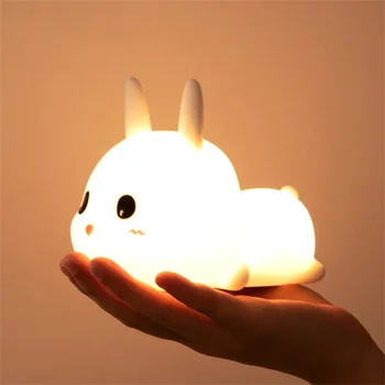 Iepuras din Silicon Lumina de Noapte Iepure Lampa Led USB de Încărcare de Desene animate de Animale Estompat Lampă Pentru Copii, Copii, Copil Gif Cameră Decor