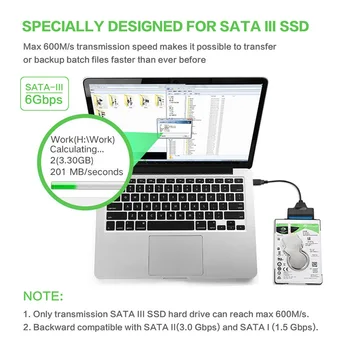 USB 3.0 SATA 3 Cablu Sata la USB 3.0 Adaptor Suport 2.5 Inch HDD Extern Hard Disk SSD Sata 22Pin III Cablu de Tip C USB 2.0