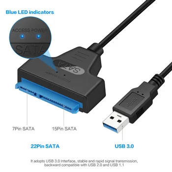 USB 3.0 SATA 3 Cablu Sata la USB 3.0 Adaptor Suport 2.5 Inch HDD Extern Hard Disk SSD Sata 22Pin III Cablu de Tip C USB 2.0