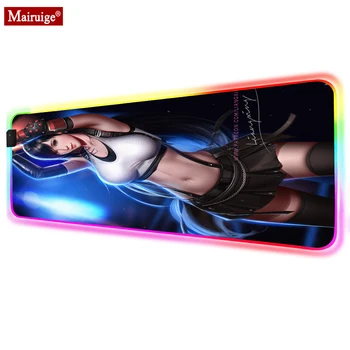 Fata Sexy cu cur Mare Brunete Femeie LED-uri de Mare Mousepad RGB Strălucire Geme Mouse Pad 90x40cm Gamer Birou Mat pentru Laptop Masă Tampoane