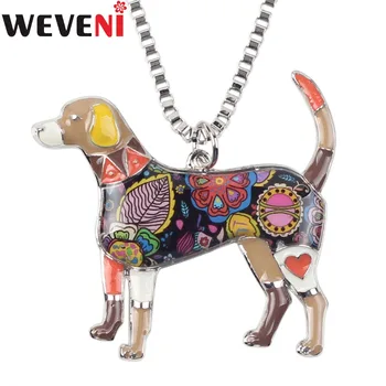 WEVENI Declarație Email Aliaj Câine Beagle Colier Pandantiv Lanț de Animale Drăguț Bijuterii Pentru Femei, Fete Iubitorii de animale de Companie Accesorii Cadou