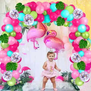 Flamingo Roz Hawaiian Balon De Cauciuc Lanț De Vară Tropical Balon Ziua De Naștere Petrecere Decoratiuni Copii Hawaii Party Decor