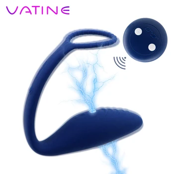VATINE Șoc Electric de Prostata pentru Masaj Vibrator Wireless de Control de la Distanță Inel Penis vibrator Anal Vibratoare Jucarii Sexuale Pentru bărbați