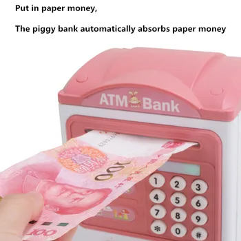 Electronice Piggy Bank ATM Amprenta Parola Caseta de Bani în Numerar, Monede de Economisire Banca Seif Depozit Automat de Bancnote Muzica Jucarii