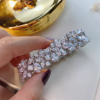 OEKDFN de Lux Argint 925 Bratara Pentru Femei Spumant Ridicat de Carbon Diamant tipul de Piatră prețioasă de Logodna Nunta Bijuterii Fine