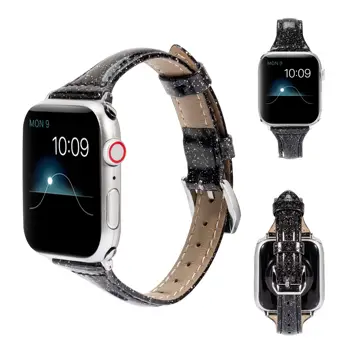 Wearlizer Sclipici Curea de Ceas Pentru Apple Watch 42MM 38MM 40mm 44mm pentru iWatch 4 3 2 1 Bandă Silm Sport din Piele