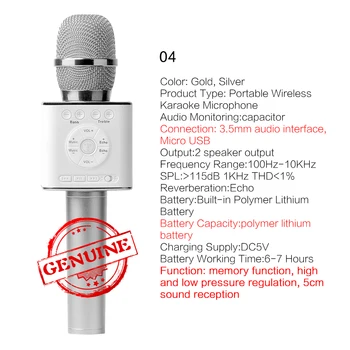 Cânt Q9 04 Wireless Karaoke Microfon Difuzor Bluetooth 2-în-1 Handheld să Cânte și Înregistrare Portabil KTV Player pentru iOS/Android