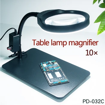 Lupa Pentru Electronice de Întreținere Bijuterii Reglabil Desktop Lupa 10X Multi-funcție de Lampă de Masă cu Lupă de Sticlă