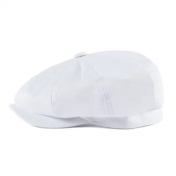 BOTVELA Alb Capac de vânzător de ziare Bărbați Diagonal de Bumbac Pălărie Femei Baker Băiat Capace Retro Mare Caciula Pălării Mari Taximetrist Apple Bereta 003