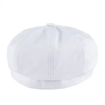 BOTVELA Alb Capac de vânzător de ziare Bărbați Diagonal de Bumbac Pălărie Femei Baker Băiat Capace Retro Mare Caciula Pălării Mari Taximetrist Apple Bereta 003